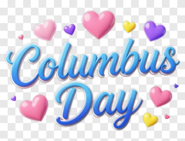 Columbus Day Celebration With Colorful Hearts PNG