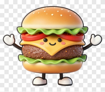 Cartoon Hamburger Character PNG