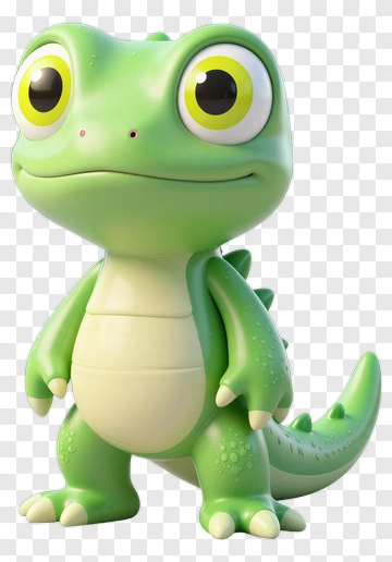 Cartoon Green Gecko Character PNG