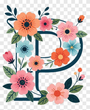 Floral Letter P Design PNG