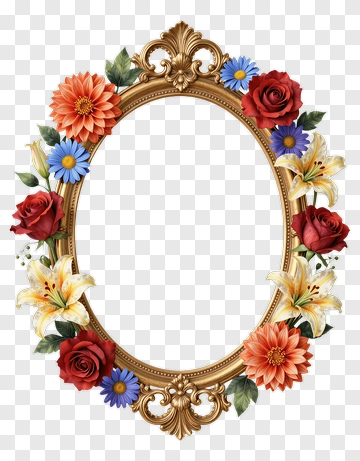 Floral Frame With Colorful Flowers PNG