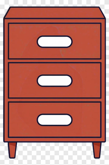 Red Drawer Cabinet With Three Drawers PNG