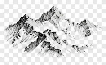Mountain Range In Black And White PNG