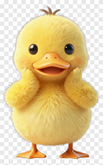 Cute Cartoon Duckling With Fluffy Yellow Feathers PNG