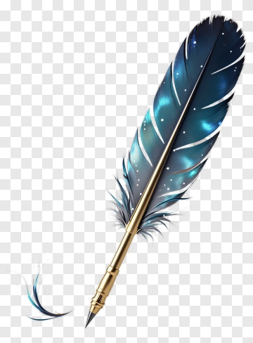 Blue Feather Quill Pen PNG
