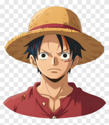 Straw Hat Character With A Serious Expression PNG