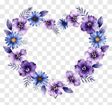 Watercolor Floral Heart Wreath PNG
