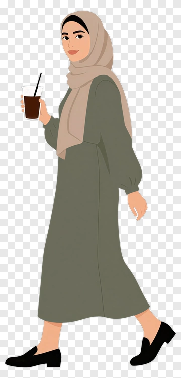 Woman Walking With A Drink PNG