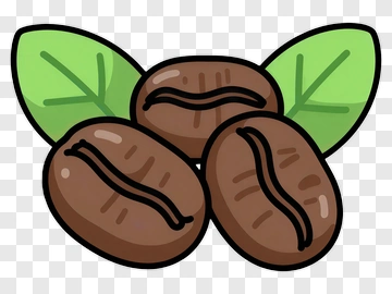 Cartoon Coffee Beans With Leaves PNG