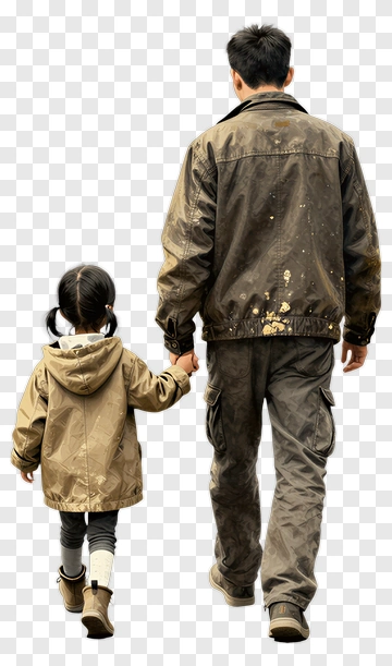 Father And Daughter Walking Together PNG