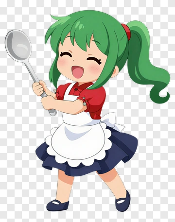 Cartoon Chef Holding A Spoon PNG