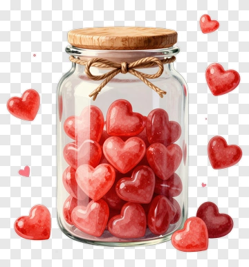 Jar Of Heart-Shaped Candy PNG
