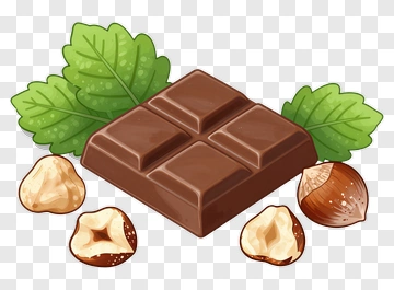 Chocolate Bar With Hazelnuts And Leaves PNG