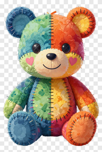 Colorful Plush Bear Toy PNG
