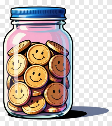 Jar Filled With Smiley Face Coins PNG