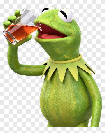 Cartoon Frog Drinking From A Glass PNG