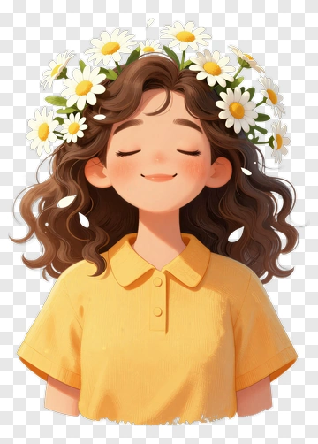 Girl With Flower Crown Smiling PNG