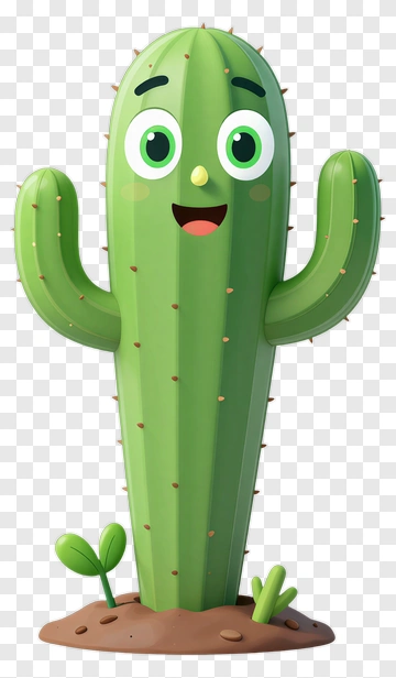 Cartoon Cactus With A Happy Face PNG