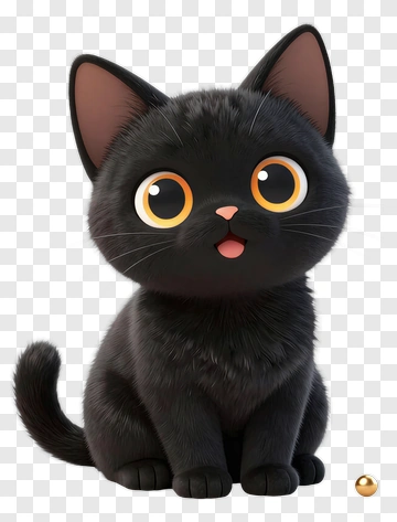 Cartoon Black Cat With Big Eyes PNG