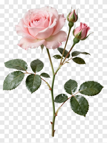 Pink Rose With Buds PNG