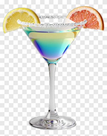 Colorful Cocktail In A Glass With Citrus Garnish PNG