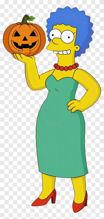 Cartoon Woman Holding A Halloween Pumpkin PNG