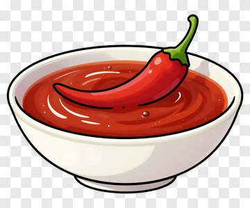Bowl Of Chili Sauce With A Pepper PNG
