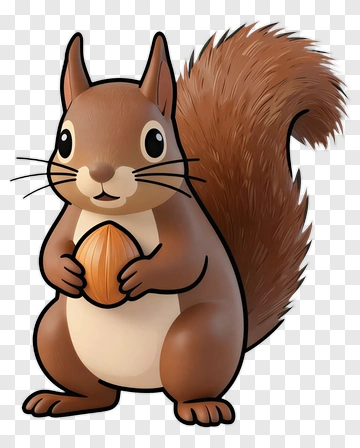 Cartoon Squirrel Holding An Acorn PNG