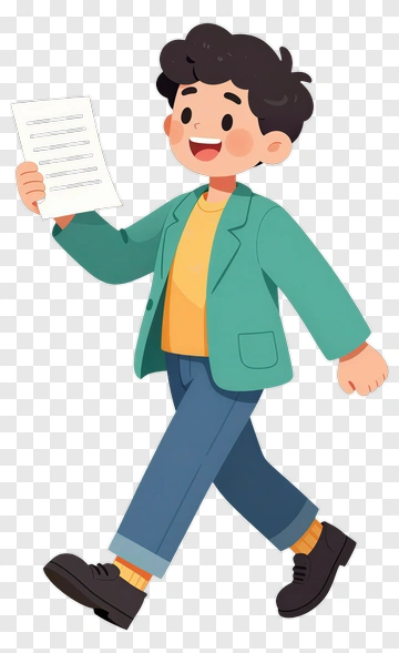 Happy Student Walking With A Paper PNG