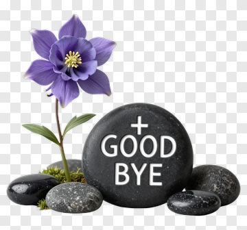 Purple Flower And Goodbye Stone Arrangement PNG
