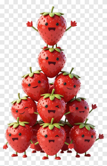 Cartoon Strawberries Piled In A Tower PNG
