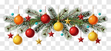 Christmas Garland With Ornaments PNG