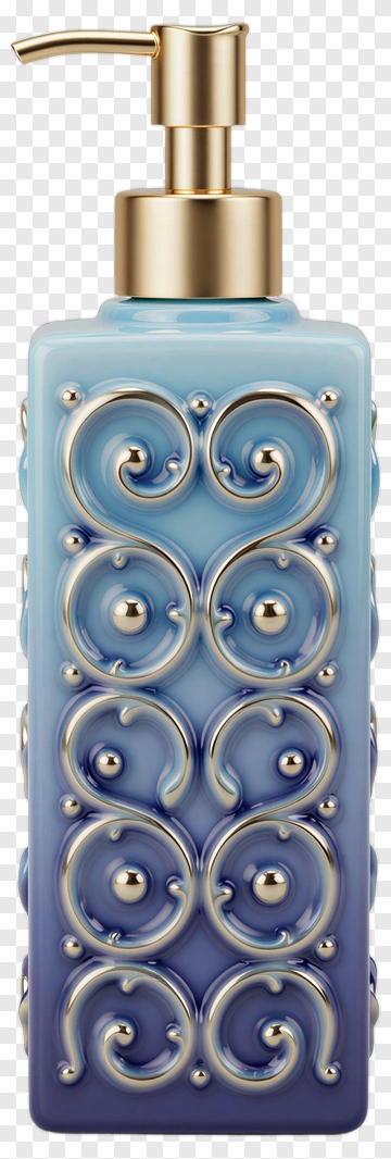 Decorative Blue Lotion Pump Bottle PNG