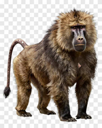 Realistic Baboon Standing Proudly PNG