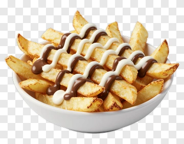 Bowl Of French Fries With Sauces PNG