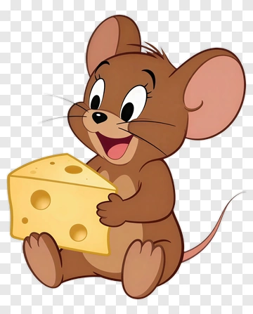 Cartoon Mouse Holding A Piece Of Cheese PNG