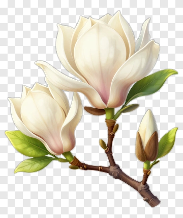 Magnolia Flower Branch PNG