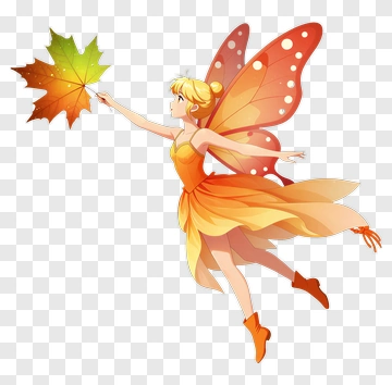 Cartoon Fairy Holding A Colorful Leaf PNG