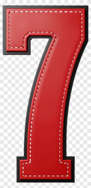 Red Number 7 With Stitching PNG