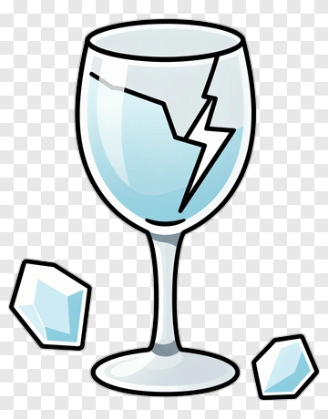 Cartoon Broken Glass With Ice Cubes PNG