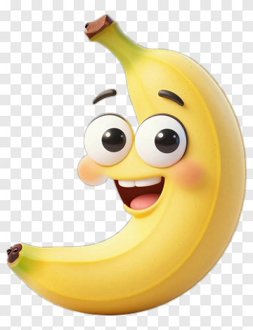 Cartoon Banana With A Happy Face PNG