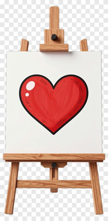 Red Heart On An Easel PNG