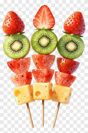 Colorful Fruit Skewers With Cheese PNG