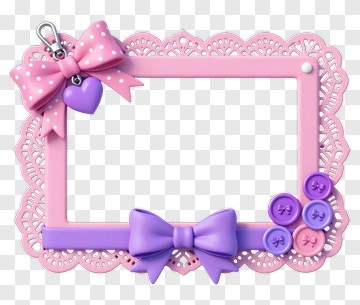 Pink Decorative Frame With Bows And Buttons PNG