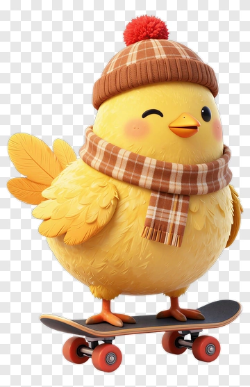 Cartoon Chick On Skateboard PNG