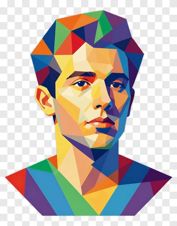 Colorful Geometric Portrait Of A Young Man PNG