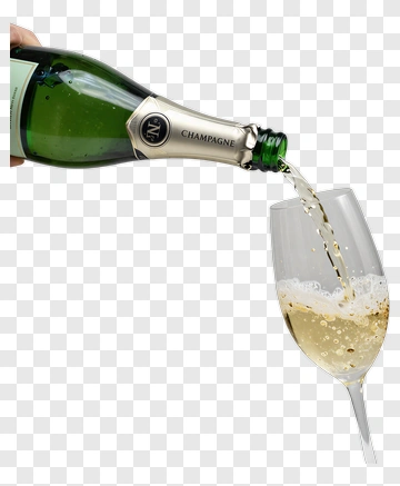 Champagne Bottle Pouring Into Glass PNG