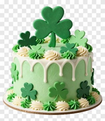 St. Patrick's Day Cake With Green Decorations PNG