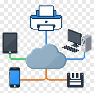 Cloud Network Connecting Devices PNG