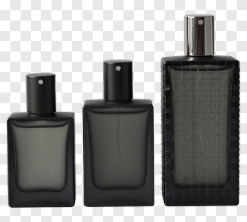 Set Of Three Black Perfume Bottles PNG